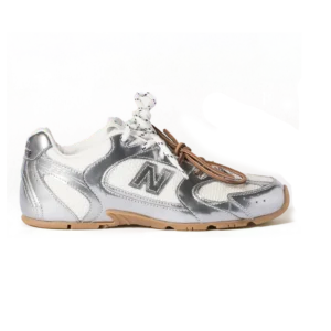 New Balance x Miu Miu 530 SL Leather Sneakers Metallic Silver