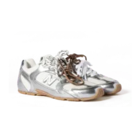 New Balance x Miu Miu 530 SL Leather Sneakers Metallic Silver